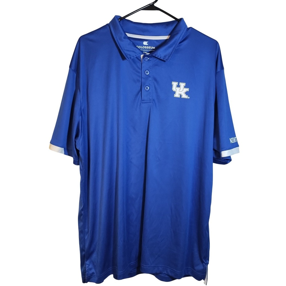 Colosseum NCAA Kentucky Wildcats Polo Shirt Mens XXL Blue White UK Basketball
